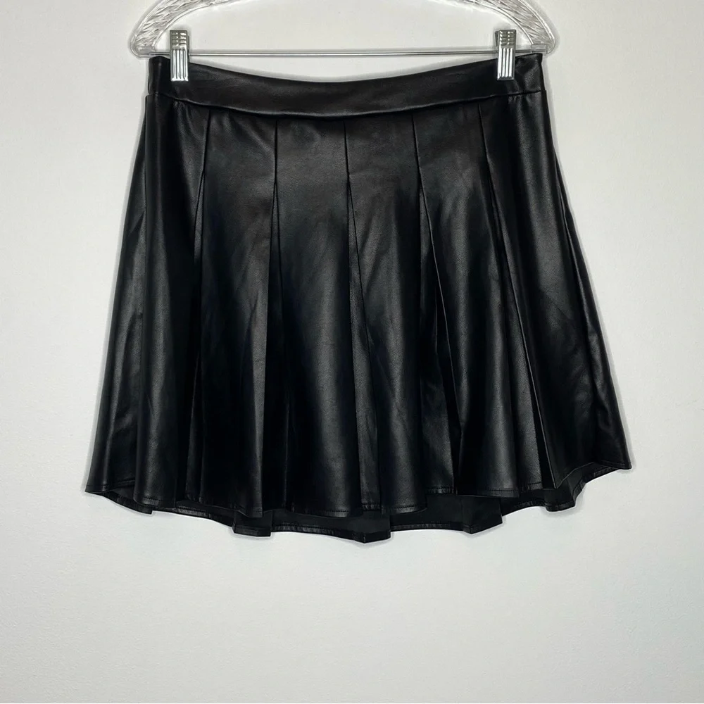 SO Black Faux Leather Pleated Skirt